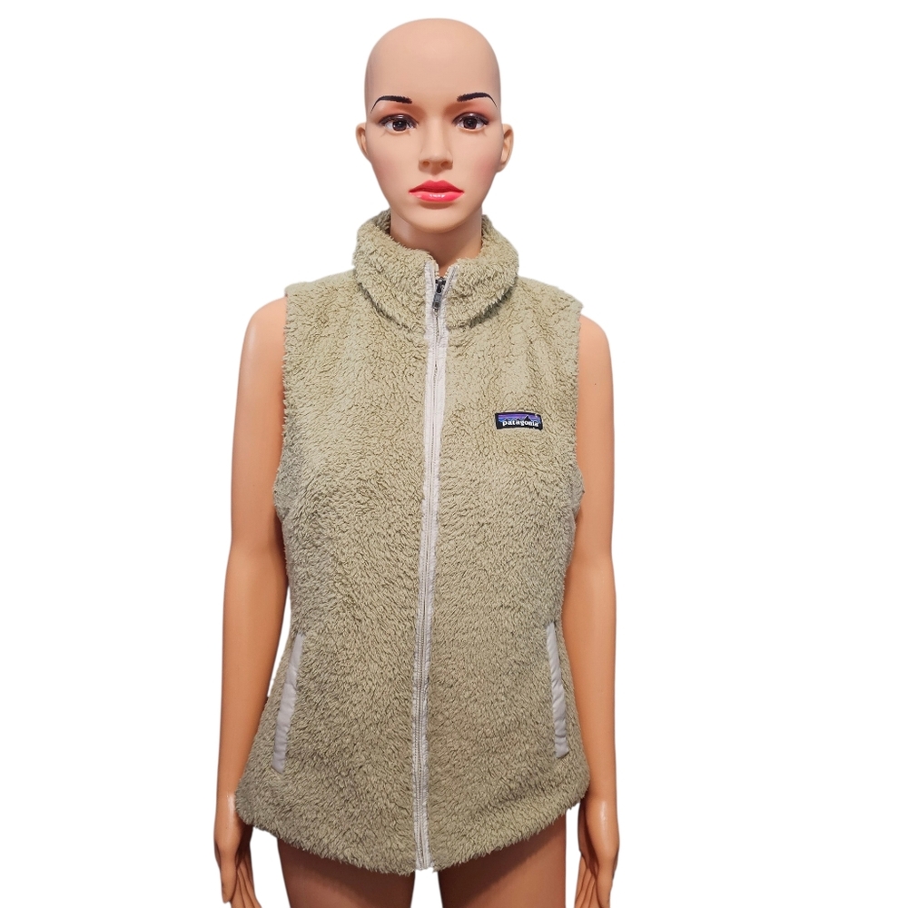 Patagonia Womens Los Gatos Fleece Full Zip Vest Beige Outdoor Sz M